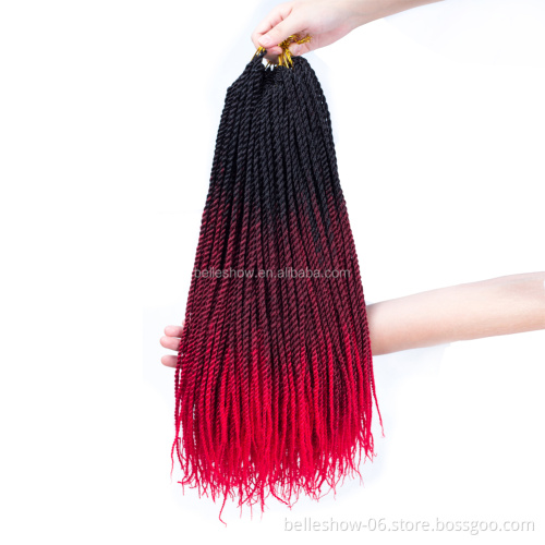 Hot sell wholesale senegalese crochet braid twist synthetic crochet hair extensions  ombre crochet twist braid